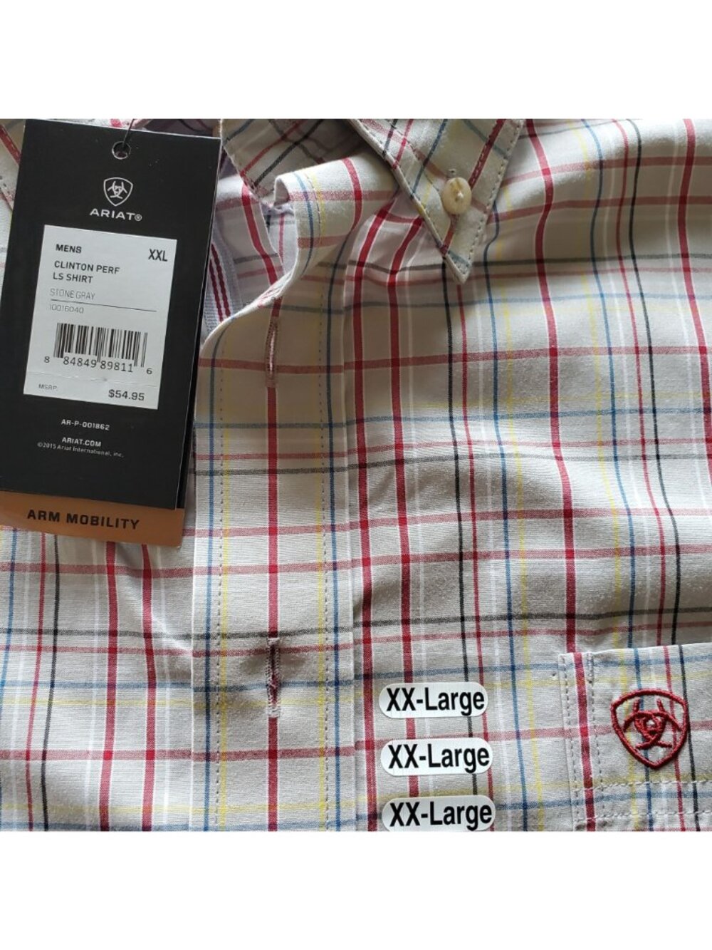 Ariat Pro Series Mens XXLarge Plaid Long Sleeve Button Shirt Tan XXL 2XL - Picture 16 of 16